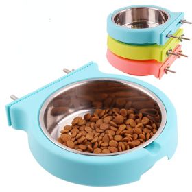 Stainless steel pet bowl hanging bowl tableware overturn proof dog bowl dog bowl cat bowl feeder (Color: Small pink)